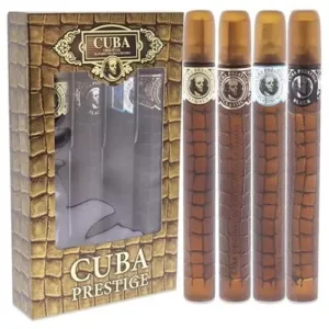 Cuba Prestige 4PC EDT Set for Men – Classic, Black, Platinum, Legacy – 1.17 oz Each Eau de Toilette
