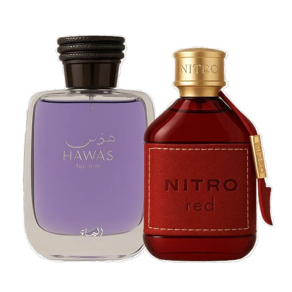 Hawas Ice by Rasasi and Nitro Red by Dumont Edp 3.4 oz Combo Pack For Men