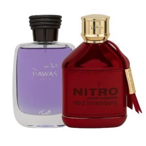 Hawas Men by Rasasi and Nitro Red Intensely by Dumont EDP 3.4 oz 2-Piece Combo Pack for Men