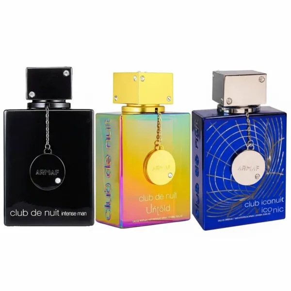 Club De Nuit Iconic Blue, Club De Nuit Intense Man, and Club De Nuit Untold by Armaf EDP 3.6 oz Set