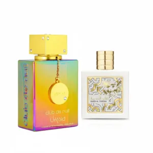 Club De Nuit Untold by Armaf and Qaed Al Fursan Unlimited by Lattafa EDP Combo Pack 3.6 oz and 3.4 oz