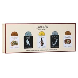 Lattafa Pride Gift Set Collection No.5 4x20ml EDP - BIKE 1910,SHAHEEN SILVER,AFRICAN DRUMMER,SHUYUKH SILVER,VINTAGE RADIO