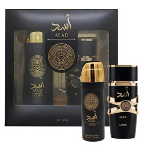 Asad by Lattafa 2 Pcs Gift Set With 100ml EDP and 200ml Perfumed Spray For Men